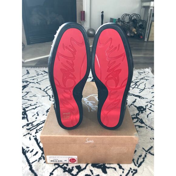 Christian Louboutin Red Bottom Orlato Black Spike Sneakers Size 45 New In Box - Picture 6 of 12